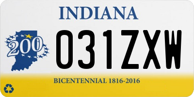 IN license plate 031ZXW