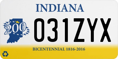 IN license plate 031ZYX