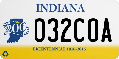 IN license plate 032COA