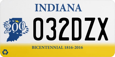 IN license plate 032DZX