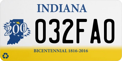 IN license plate 032FAO