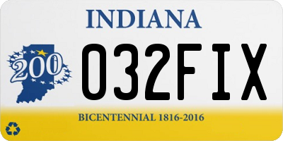 IN license plate 032FIX