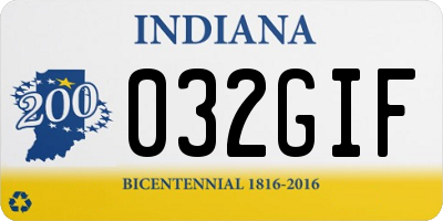 IN license plate 032GIF