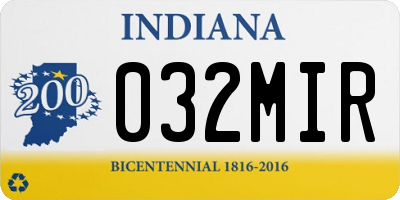 IN license plate 032MIR