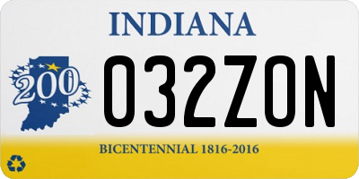IN license plate 032ZON