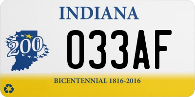 IN license plate 033AF