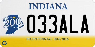 IN license plate 033ALA