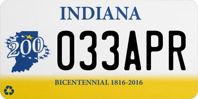 IN license plate 033APR