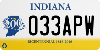 IN license plate 033APW