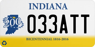 IN license plate 033ATT