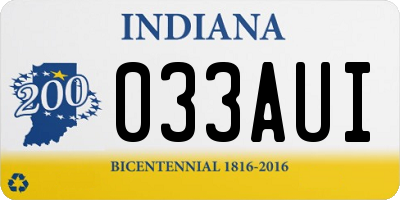 IN license plate 033AUI