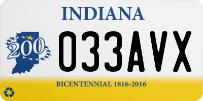 IN license plate 033AVX