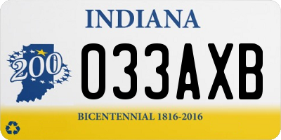 IN license plate 033AXB