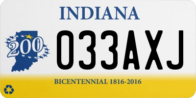 IN license plate 033AXJ