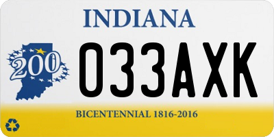 IN license plate 033AXK