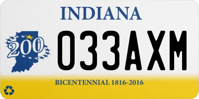 IN license plate 033AXM