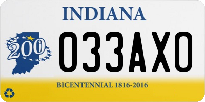 IN license plate 033AXO