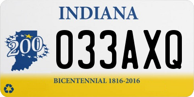 IN license plate 033AXQ
