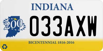 IN license plate 033AXW