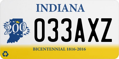 IN license plate 033AXZ