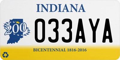 IN license plate 033AYA