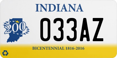 IN license plate 033AZ