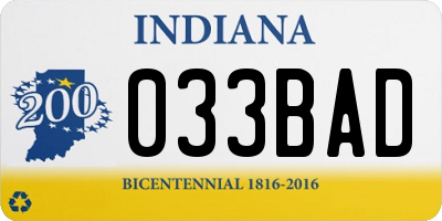 IN license plate 033BAD