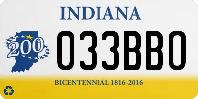IN license plate 033BBO