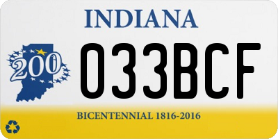 IN license plate 033BCF