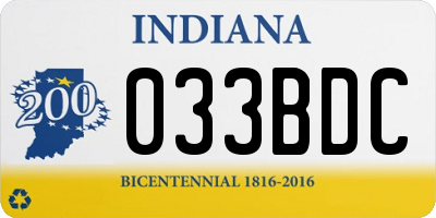 IN license plate 033BDC