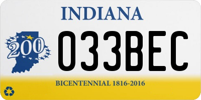 IN license plate 033BEC