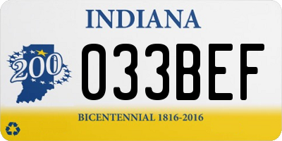 IN license plate 033BEF