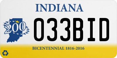 IN license plate 033BID
