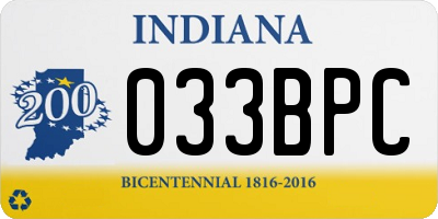 IN license plate 033BPC