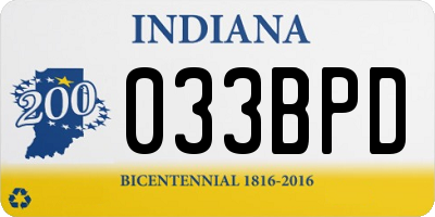 IN license plate 033BPD
