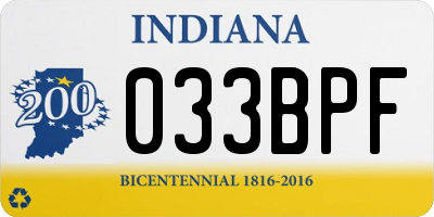 IN license plate 033BPF