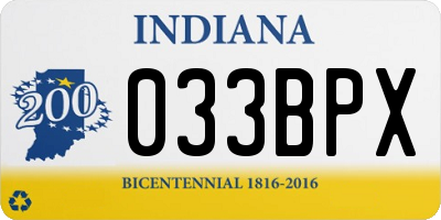 IN license plate 033BPX