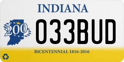 IN license plate 033BUD