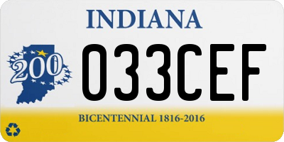 IN license plate 033CEF