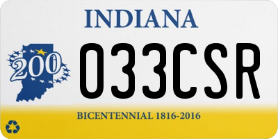 IN license plate 033CSR