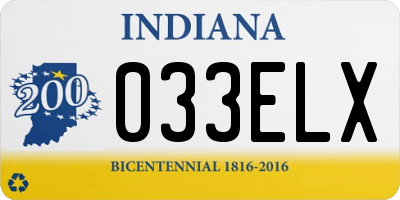IN license plate 033ELX