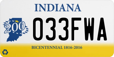 IN license plate 033FWA