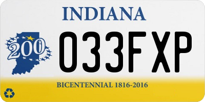 IN license plate 033FXP