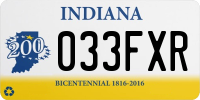 IN license plate 033FXR