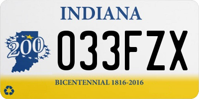IN license plate 033FZX