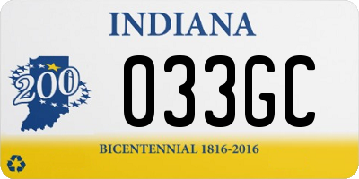 IN license plate 033GC