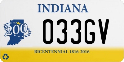 IN license plate 033GV