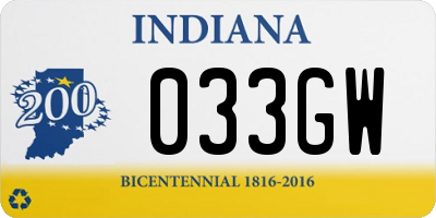 IN license plate 033GW