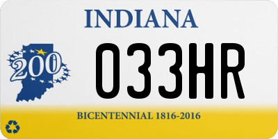 IN license plate 033HR