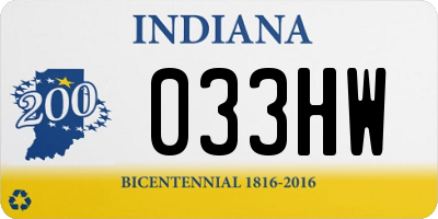 IN license plate 033HW